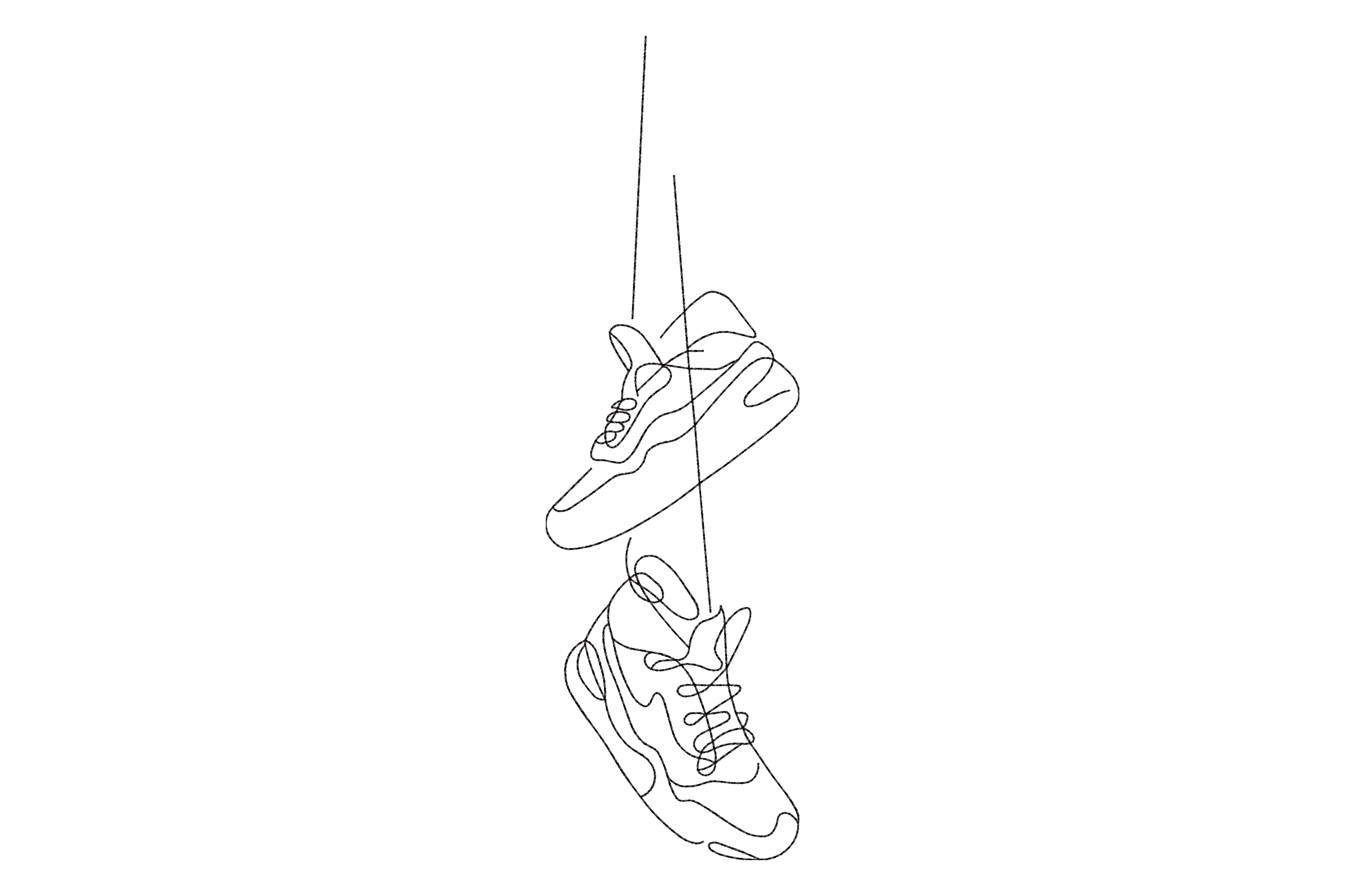 Sneakers Hanging on a Wire One-Line Embroidery Design
