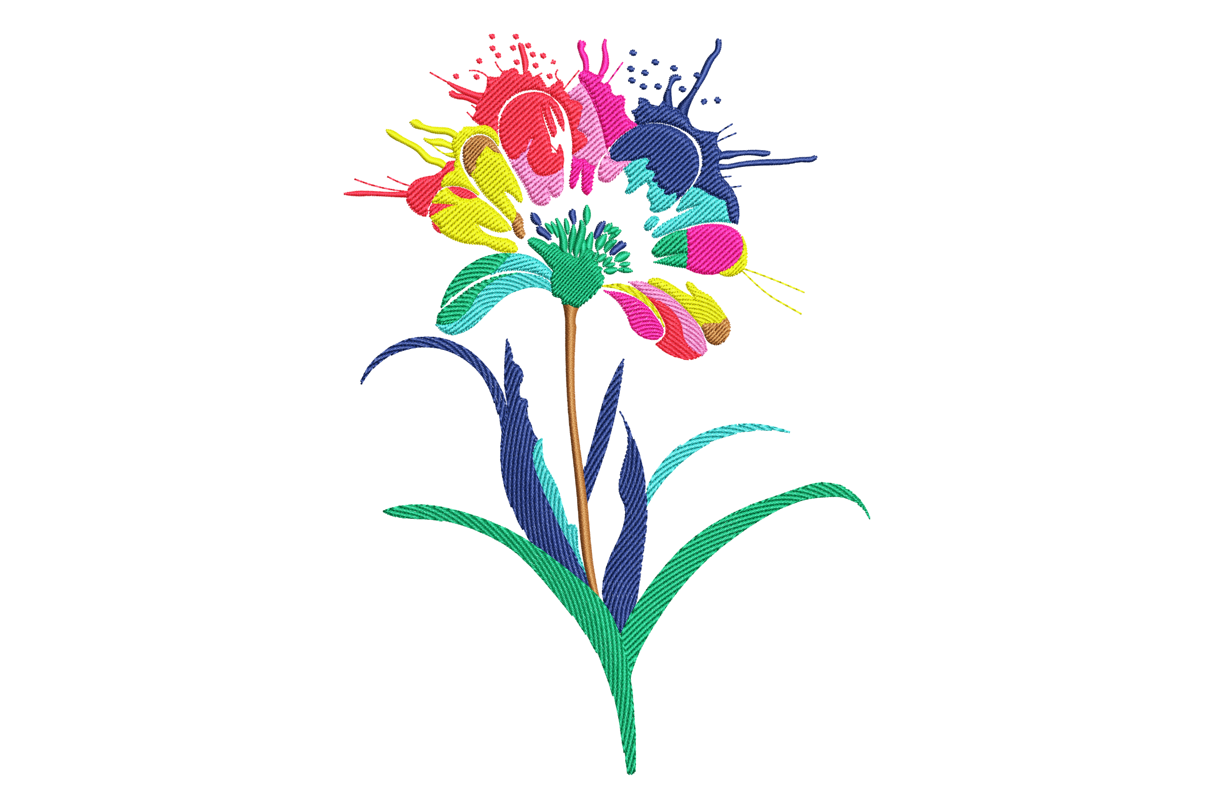 Splash Art Flower Embroidery Design 1 Splash Art Flower Embroidery Design