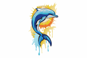 Splashing Dolphin Embroidery Design