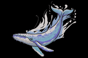 Splashing Whale Embroidery Design