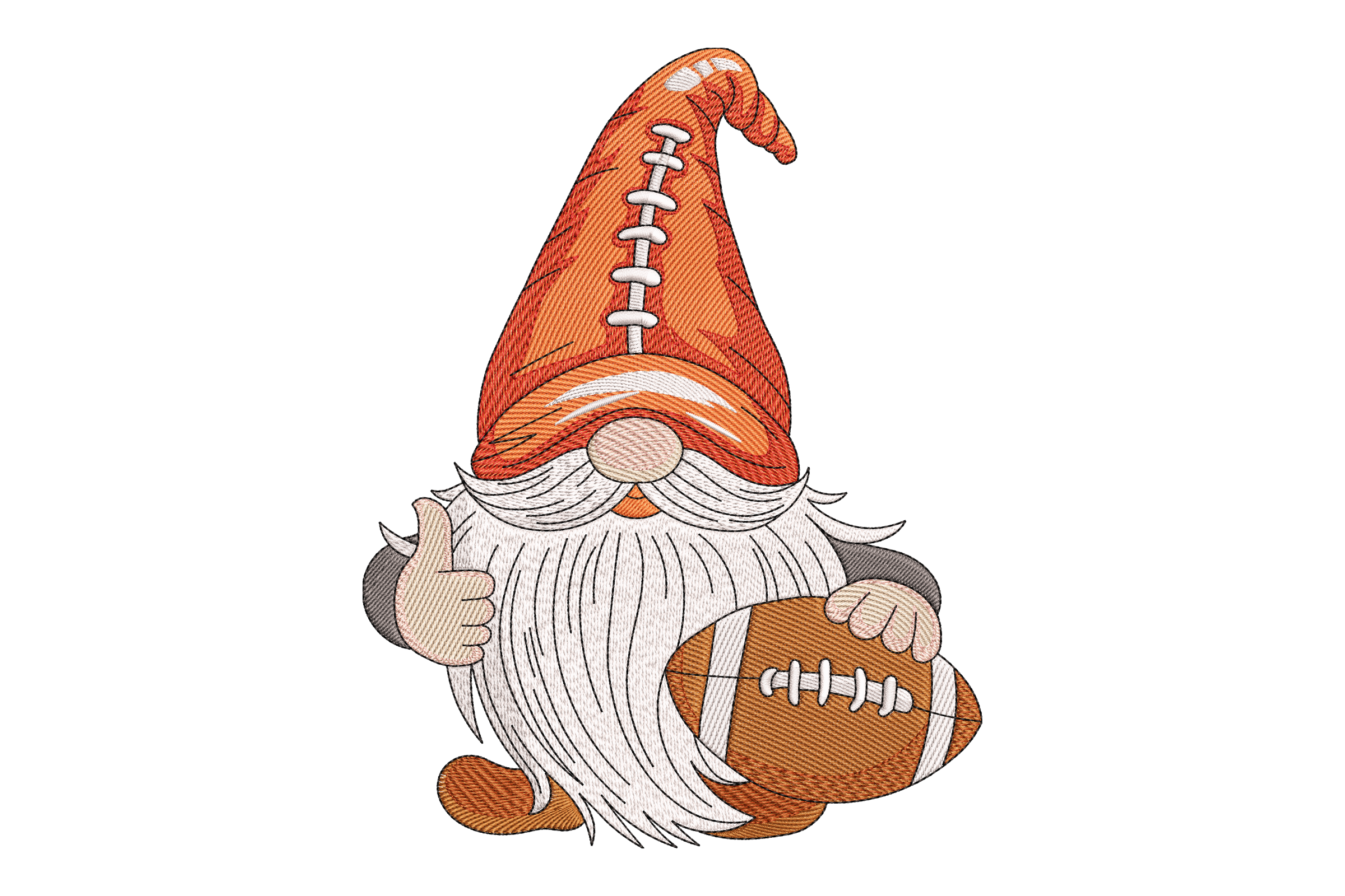Sporty Gnome with Thumbs Up Embroidery Design