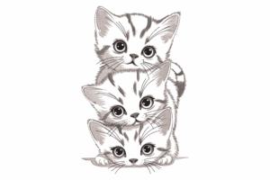 Stacked Kittens Embroidery Design