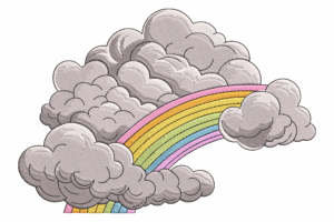 Storm Clouds with Rainbow Embroidery Design