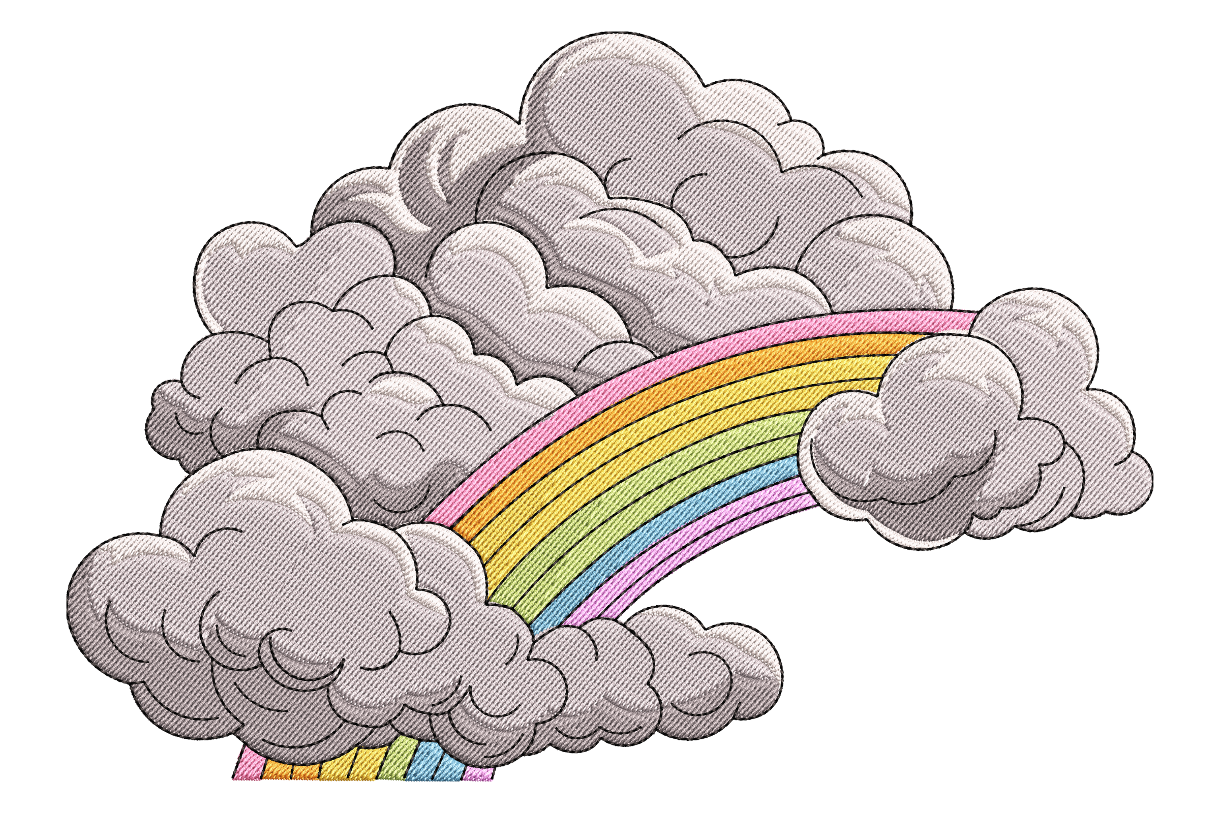 Storm Clouds with Rainbow Embroidery Design