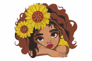 Sunflower Girl Machine Embroidery Design
