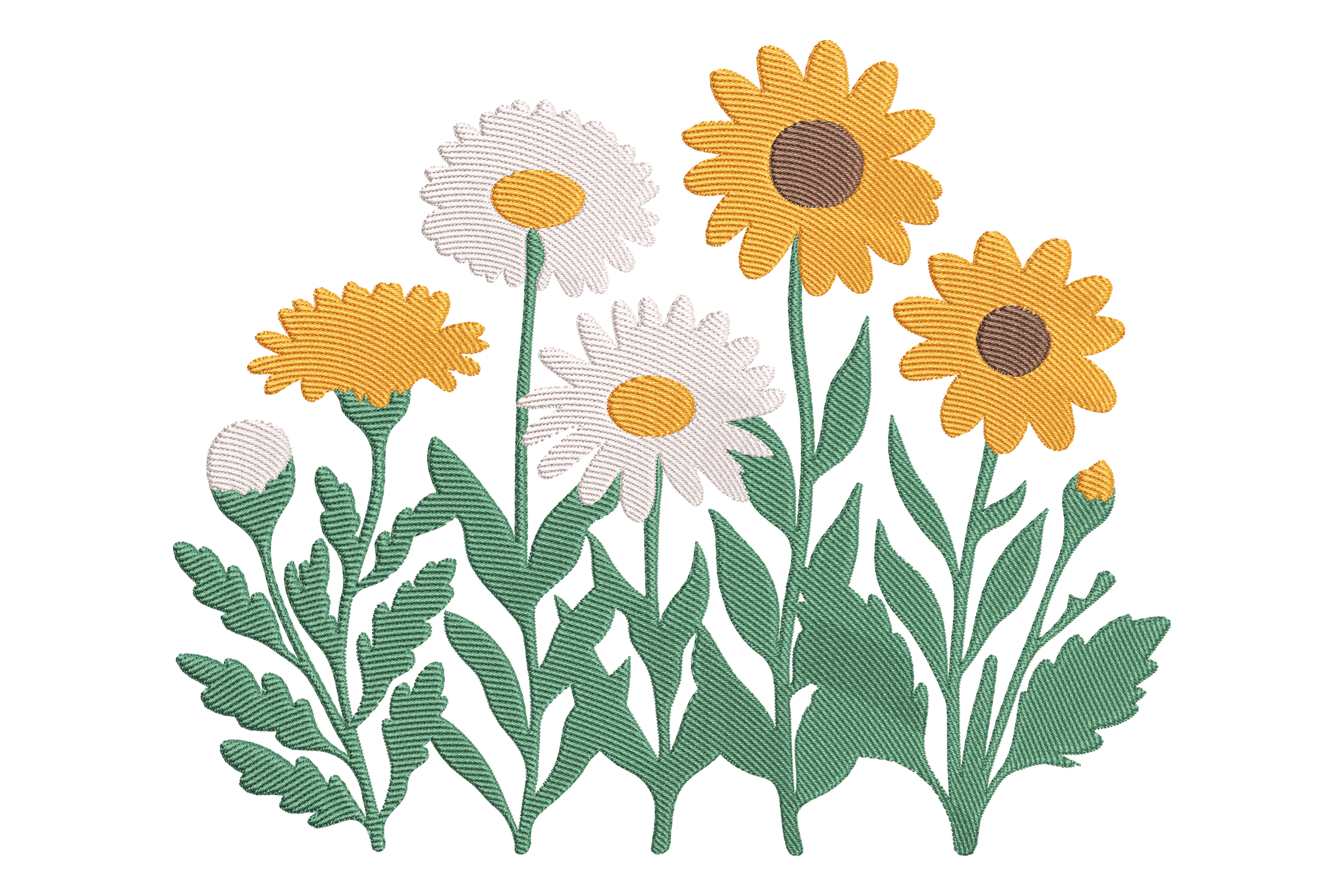 Sunny Meadow Floral Embroidery Design