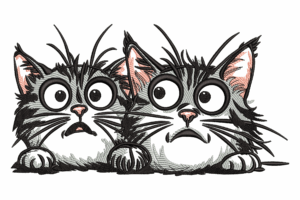 Surprised Cartoon Cats Embroidery Design
