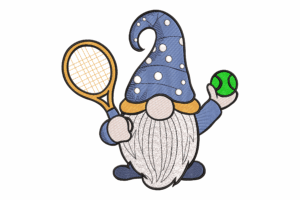 Tennis Gnome Embroidery Design