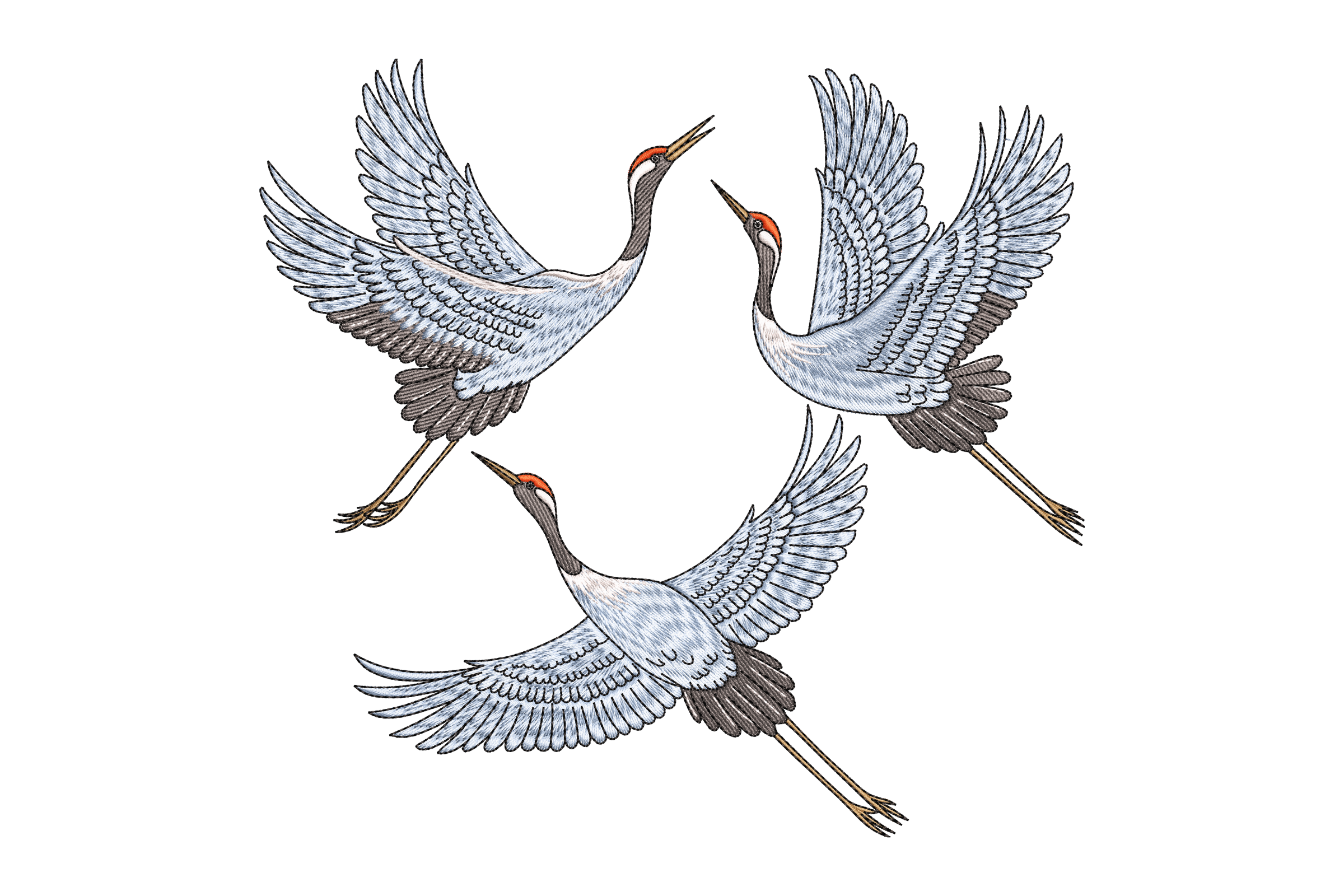 Three Cranes Embroidery Design