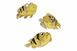 Three Funny Yellow Fish Embroidery Design