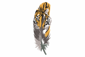 Tiger in Feather Embroidery Design