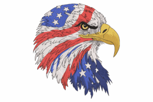 USA Flag Themed Eagle Head Embroidery Design