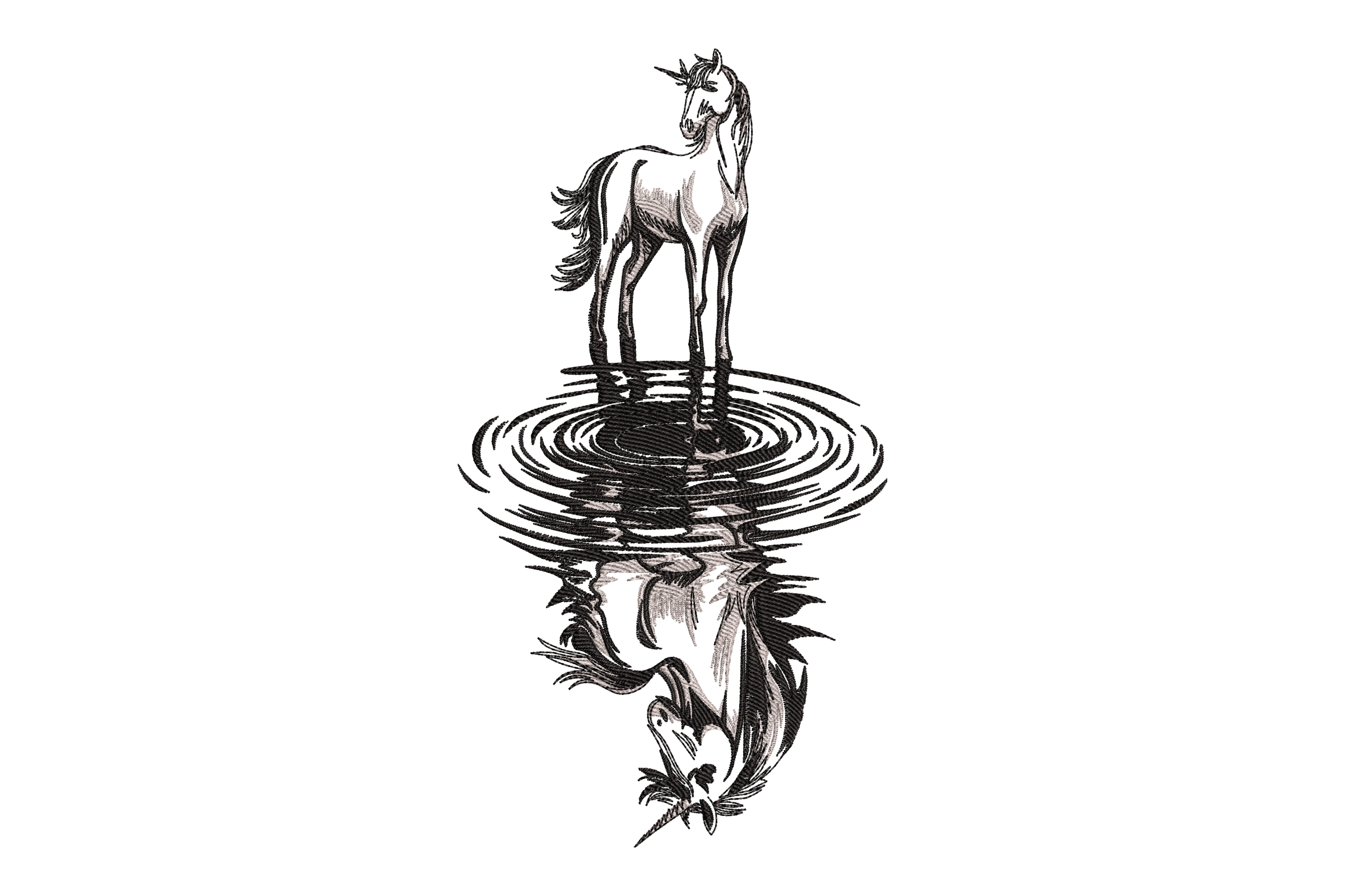 Unicorn Reflection Embroidery Design