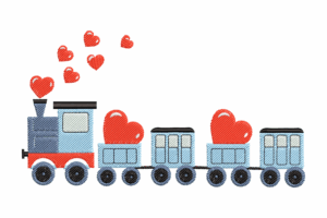 Valentine Train Embroidery Design