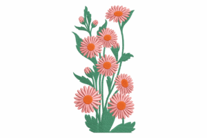 Vertical Daisy Flower Embroidery Design