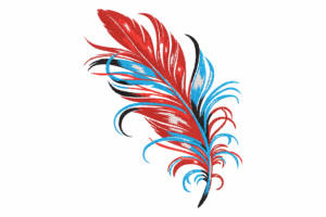 Vibrant Feather Embroidery Design