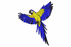 Vibrant Flying Parrot Embroidery Design