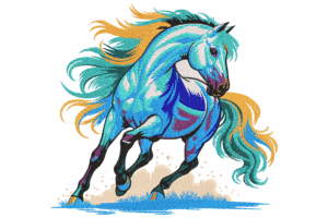 Vibrant Galloping Horse Embroidery Design