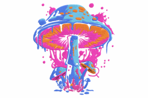 Vibrant Psychedelic Mushroom Embroidery Design