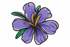 Vibrant Purple Iris Embroidery Design