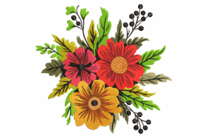 Vibrant Wildflower Bouquet Embroidery Design
