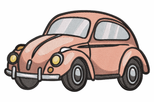 Vintage Pink Car Embroidery Design