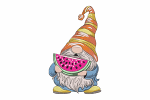 Watermelon Gnome Embroidery Design