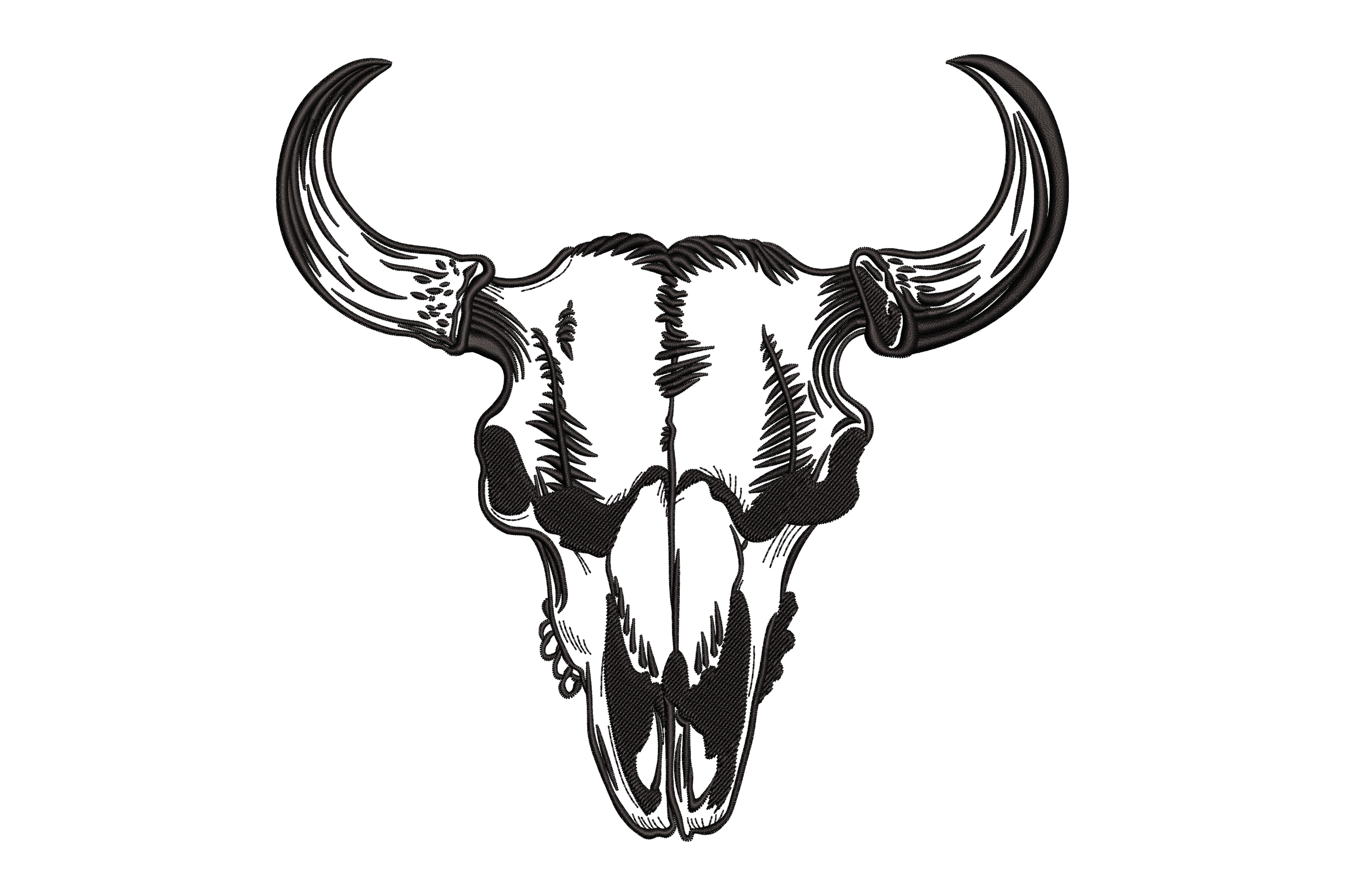 Western Bull Skull Embroidery Design