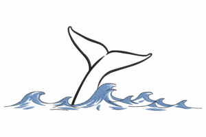 Whale Tail in Ocean Waves Embroidery Design