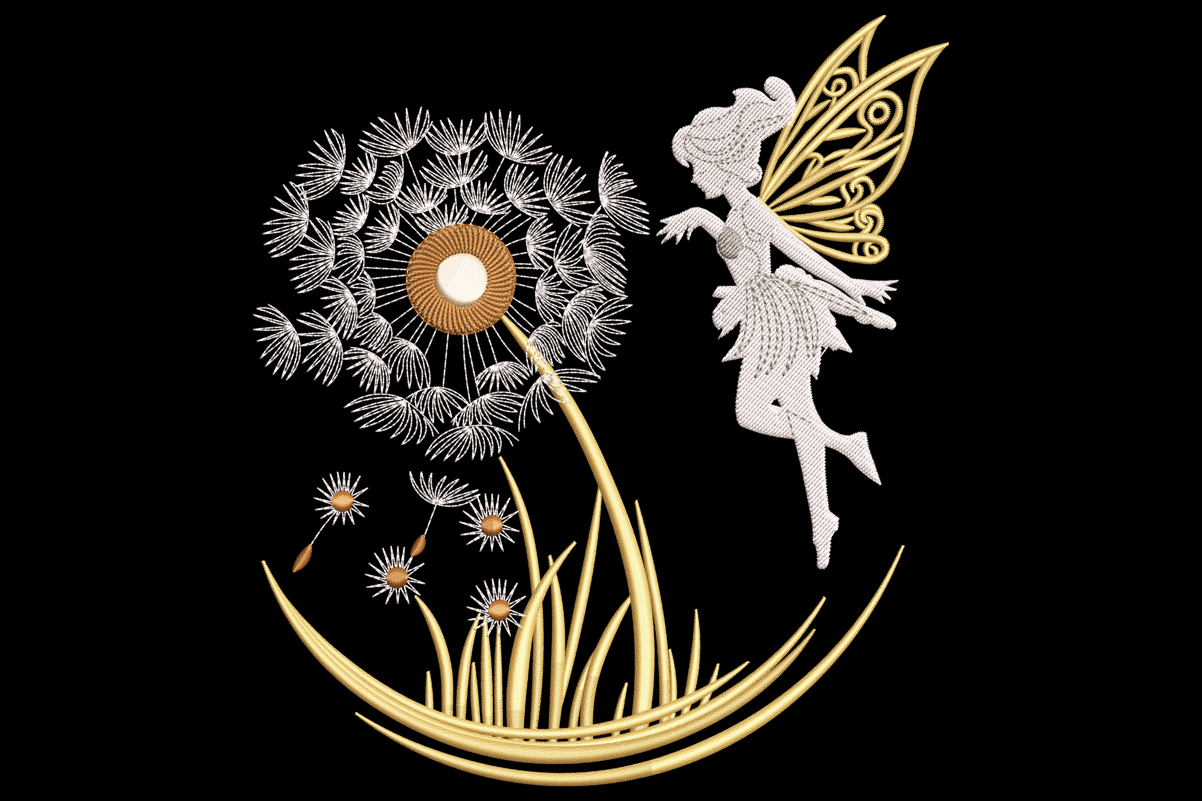 Whimsical Fairy with Dandelion Embroidery Design
