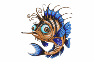 Whimsical Fish Embroidery Design