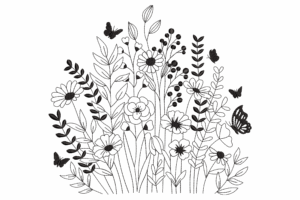 Whimsical Garden Floral Embroidery Design