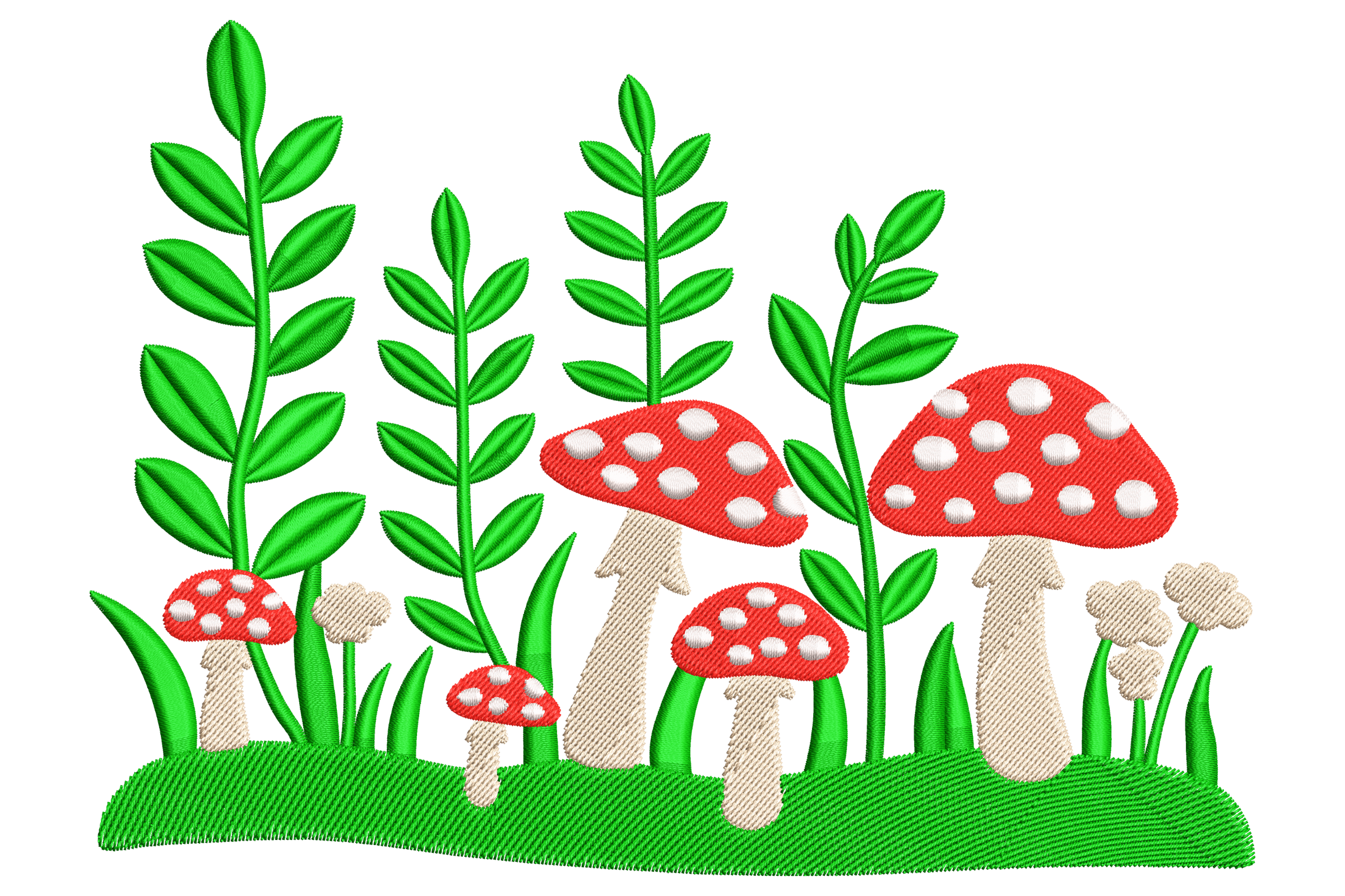 Whimsical Mushroom Garden Embroidery Design