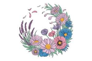 Wildflower Circle Embroidery Design
