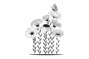Wildflower Line Art Embroidery Design