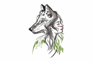 Wolf & Woman Embroidery Design