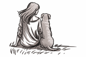 Woman and Dog Silhouette Embroidery Design