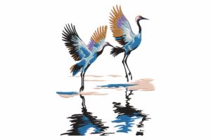 Cranes in Water Embroidery Design