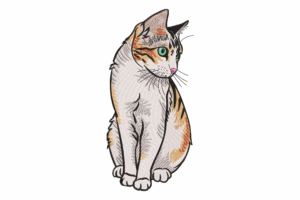 Elegant Cat Embroidery Design