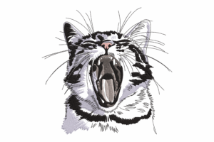 Yawning Cat Embroidery Design