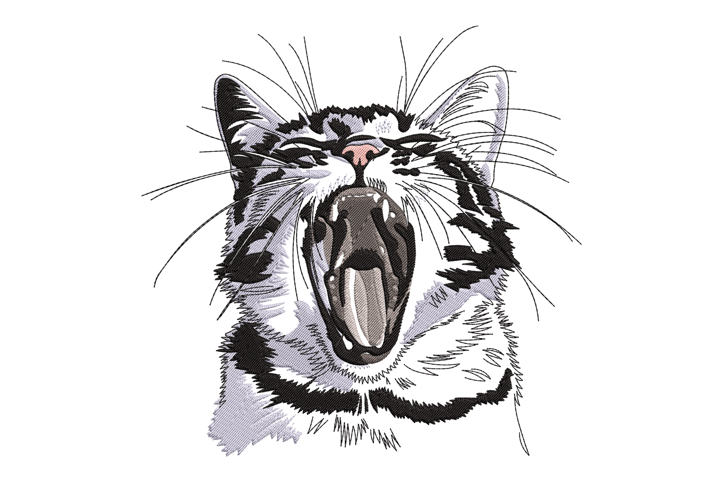 Yawning Cat Embroidery Design 1 Yawning Cat Embroidery Design