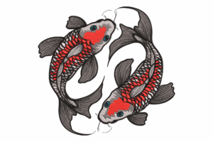 Yin Yang Koi Fish Embroidery Design