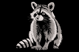Black and White Raccoon Embroidery Design