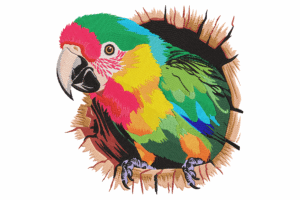 Parrot in Tree Hollow Embroidery Design