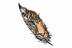 Leopard in Feather Embroidery Design