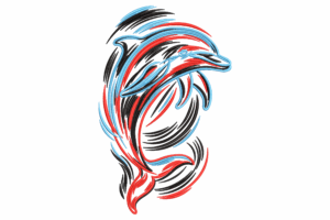 Abstract Dolphin Embroidery Design