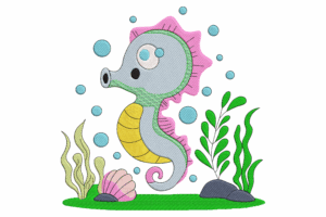 Adorable Seahorse Embroidery Design
