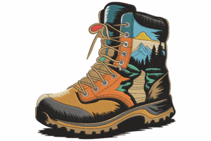 Adventure Hiking Boot Embroidery Design