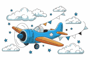 Airplane Adventure Embroidery Design