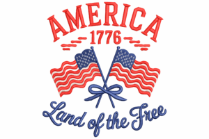 America 1776 Land of the Free Embroidery Design